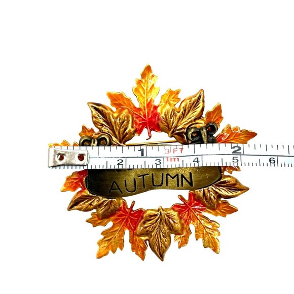 VTG Celebrate Autumn Leaf Brooch Kenneth Cole Gold Tone Enamel Fall Harvest - Picture 8 of 9